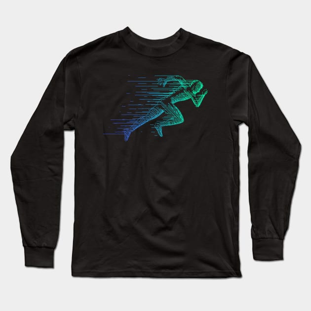 Running Man Long Sleeve T-Shirt by Mako Design 